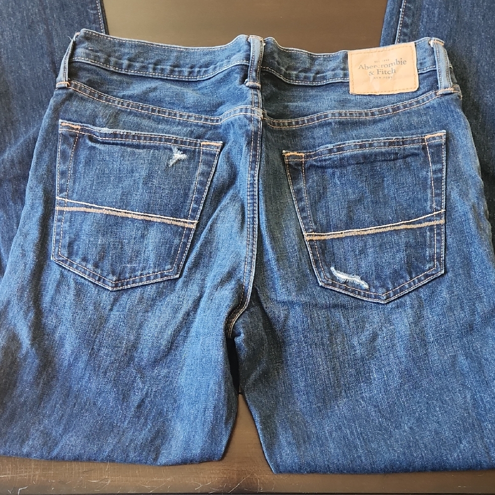 Abercrombie & Fitch Blue Straight Jeans Classic Style, Button Fly 34 X 34